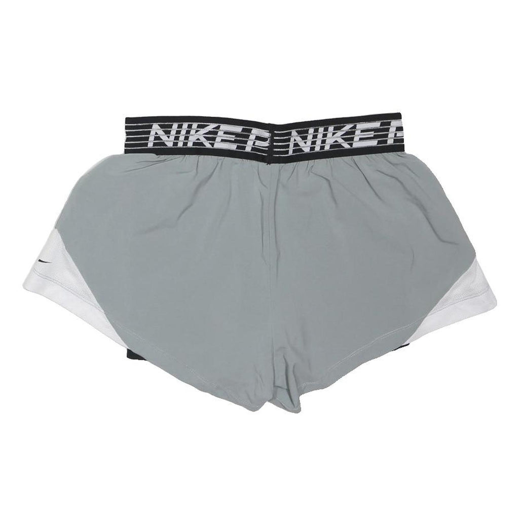 NIKE Womens Shorts Grey & White Casual M W30 Nike Pro Logo Elastic Waistband