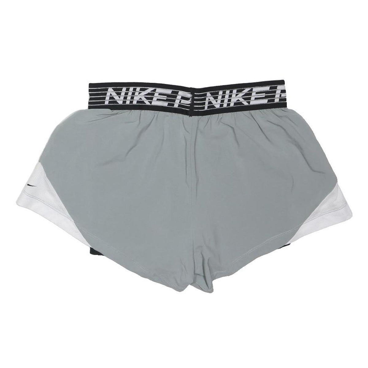NIKE Womens Shorts Grey & White Casual M W30 Nike Pro Logo Elastic Waistband