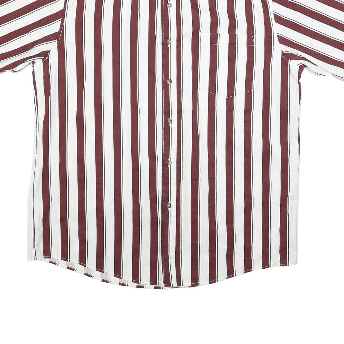 BIG CREEK Mens Maroon & White Striped Shirt L Button-Down Casual Summer Cotton