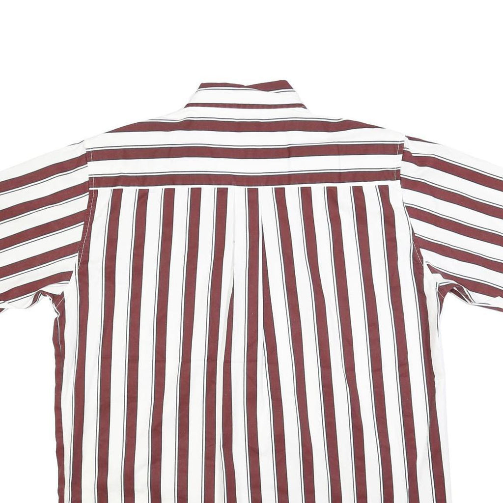 BIG CREEK Mens Maroon & White Striped Shirt L Button-Down Casual Summer Cotton