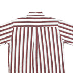 BIG CREEK Mens Maroon & White Striped Shirt L Button-Down Casual Summer Cotton