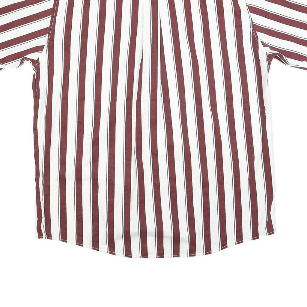 BIG CREEK Mens Maroon & White Striped Shirt L Button-Down Casual Summer Cotton