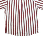 BIG CREEK Mens Maroon & White Striped Shirt L Button-Down Casual Summer Cotton
