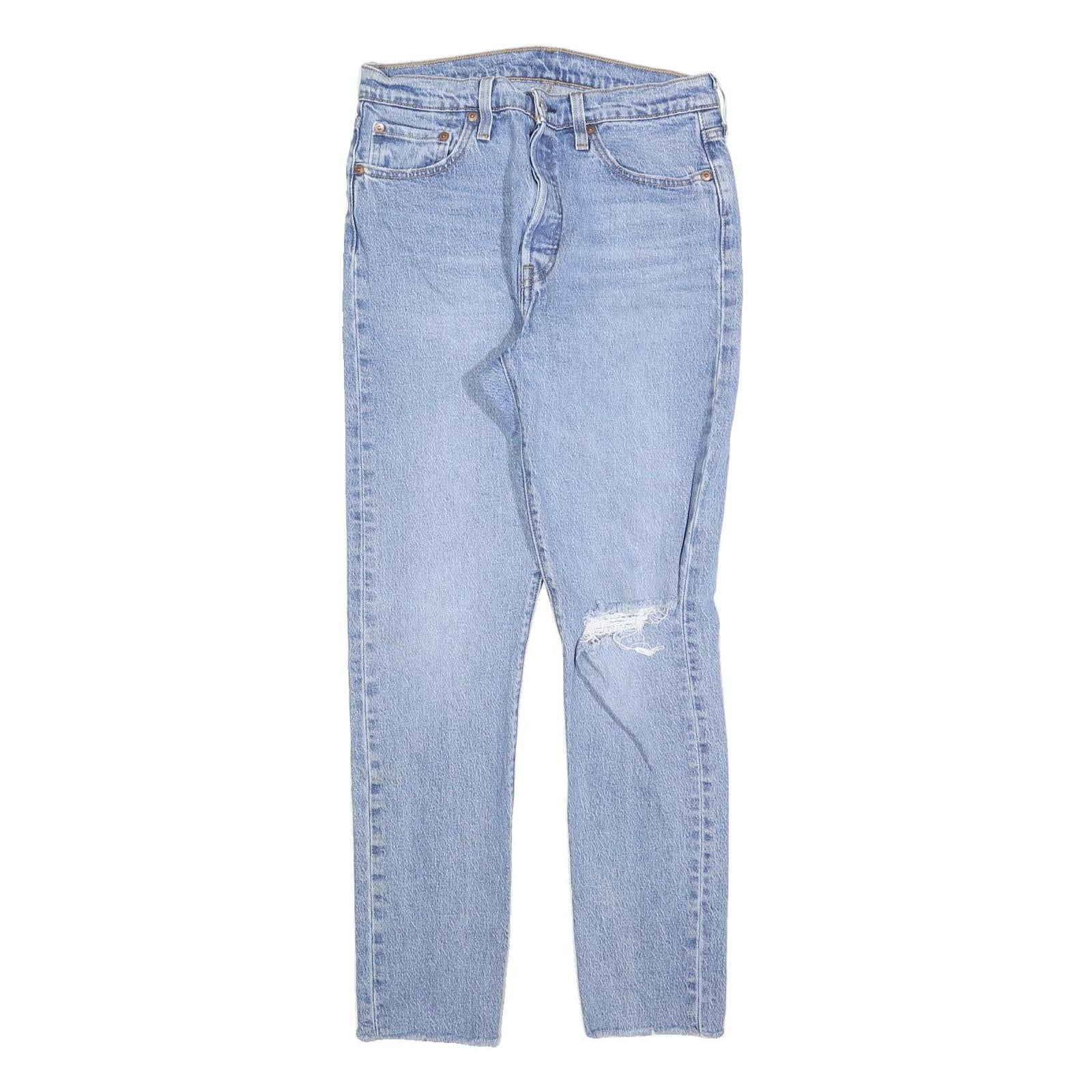 LEVI'S 501S Womens Jeans Blue Slim Skinny Denim Light W29 L30 Ripped Knee