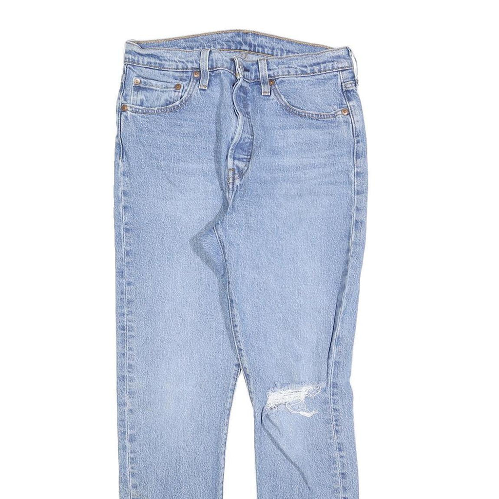 LEVI'S 501S Womens Jeans Blue Slim Skinny Denim Light W29 L30 Ripped Knee