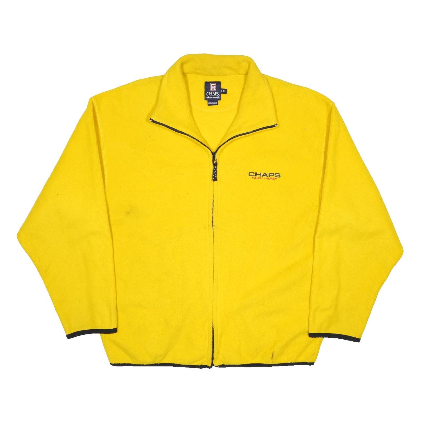 CHAPS RALPH LAUREN Mens Yellow Zip Jacket 2XL Polyester Plain Casual Warm