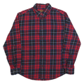 ST JOHNS BAY Mens Red & Navy Check Shirt M Classic Button-Down Long Sleeve