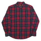 ST JOHNS BAY Mens Red & Navy Check Shirt M Classic Button-Down Long Sleeve