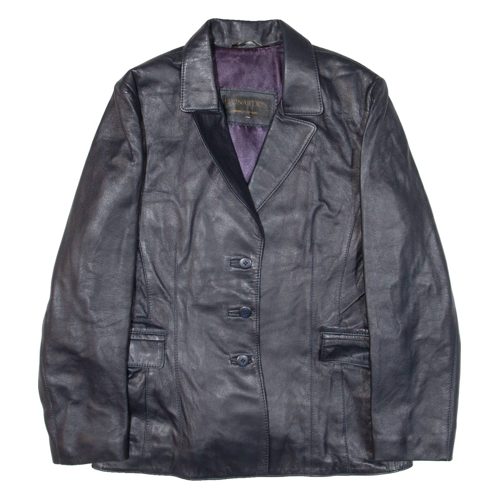 LEONARDO'S Womens Blazer Jacket Blue M