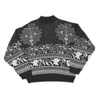 Mens Black & White Patterned Acrylic Blend Jumper Crew Neck Waffle Knit XL