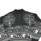 Mens Black & White Patterned Acrylic Blend Jumper Crew Neck Waffle Knit XL