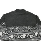 Mens Black & White Patterned Acrylic Blend Jumper Crew Neck Waffle Knit XL