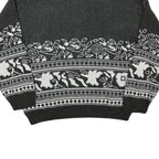Mens Black & White Patterned Acrylic Blend Jumper Crew Neck Waffle Knit XL