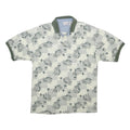 BUGLE BOY Mens Cream & Green Short Sleeve Printed M Polo Shirt Cotton Blend
