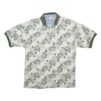 BUGLE BOY Mens Cream & Green Short Sleeve Printed M Polo Shirt Cotton Blend