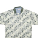 BUGLE BOY Mens Cream & Green Short Sleeve Printed M Polo Shirt Cotton Blend