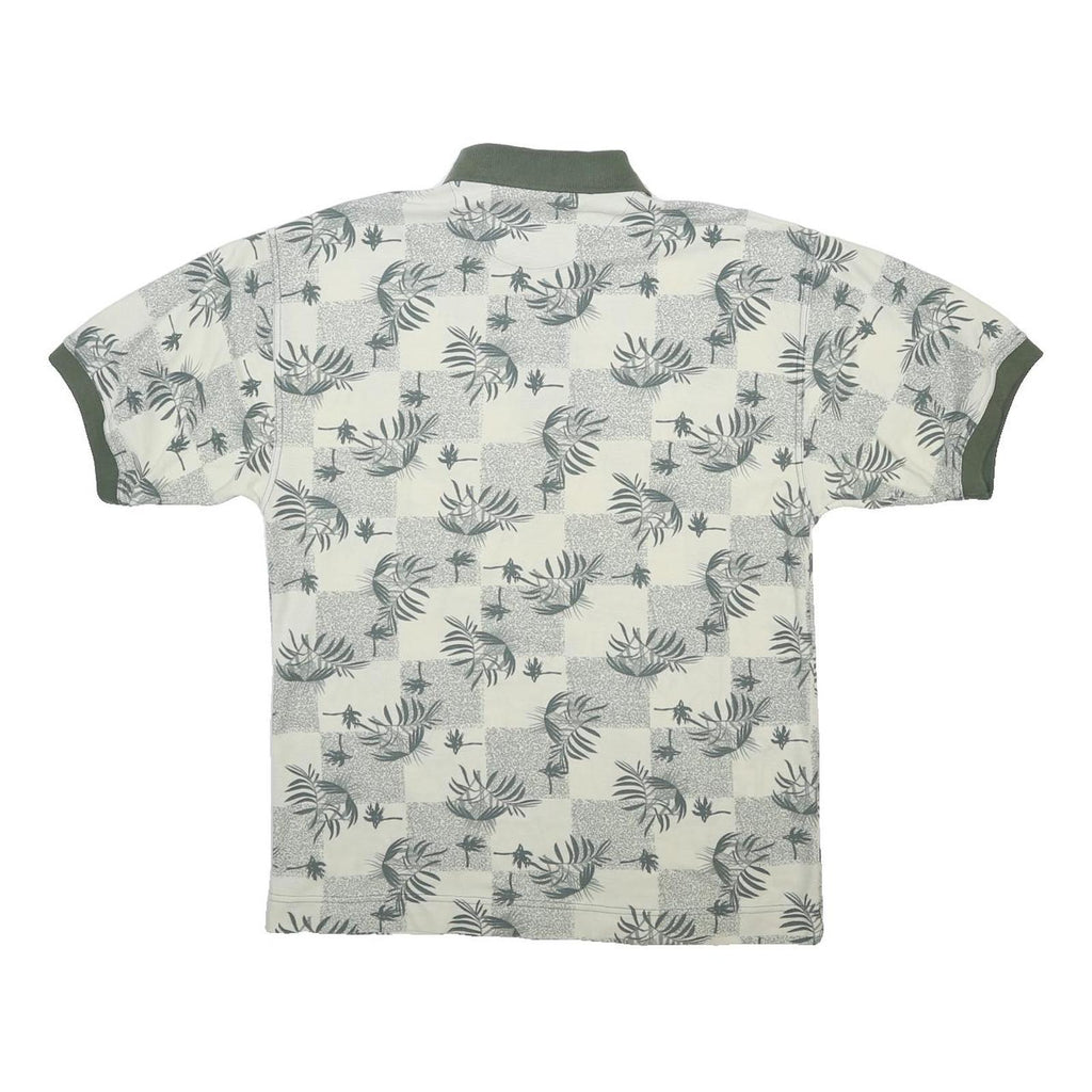 BUGLE BOY Mens Cream & Green Short Sleeve Printed M Polo Shirt Cotton Blend