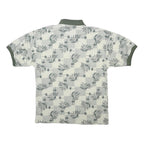 BUGLE BOY Mens Cream & Green Short Sleeve Printed M Polo Shirt Cotton Blend