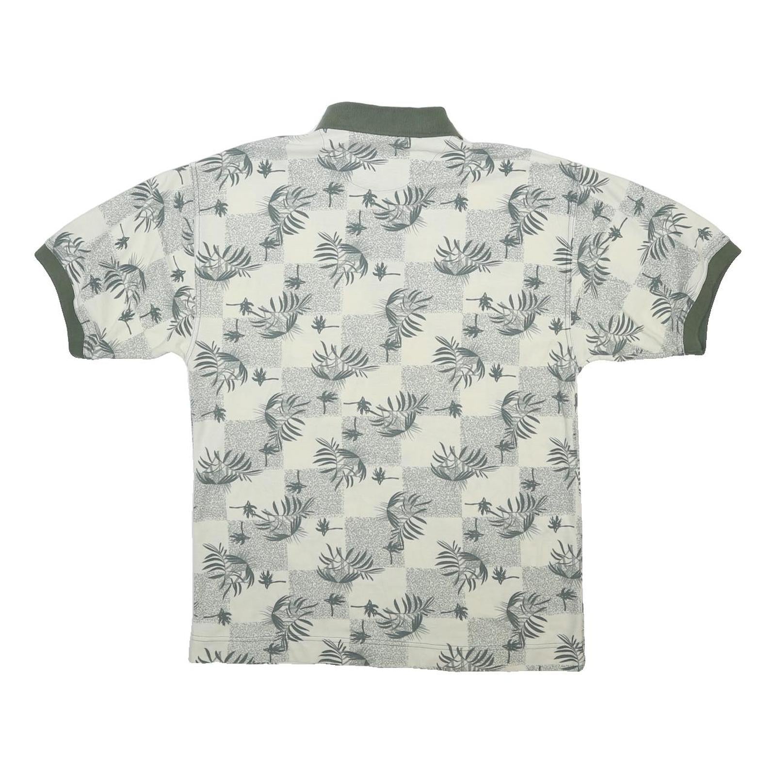 BUGLE BOY Mens Cream & Green Short Sleeve Printed M Polo Shirt Cotton Blend