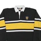 BARBARIAN Mens Black & Yellow Tiger Emblem Long Sleeve Striped 2XL Rugby Polo