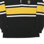 BARBARIAN Mens Black & Yellow Tiger Emblem Long Sleeve Striped 2XL Rugby Polo