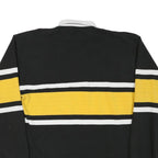 BARBARIAN Mens Black & Yellow Tiger Emblem Long Sleeve Striped 2XL Rugby Polo