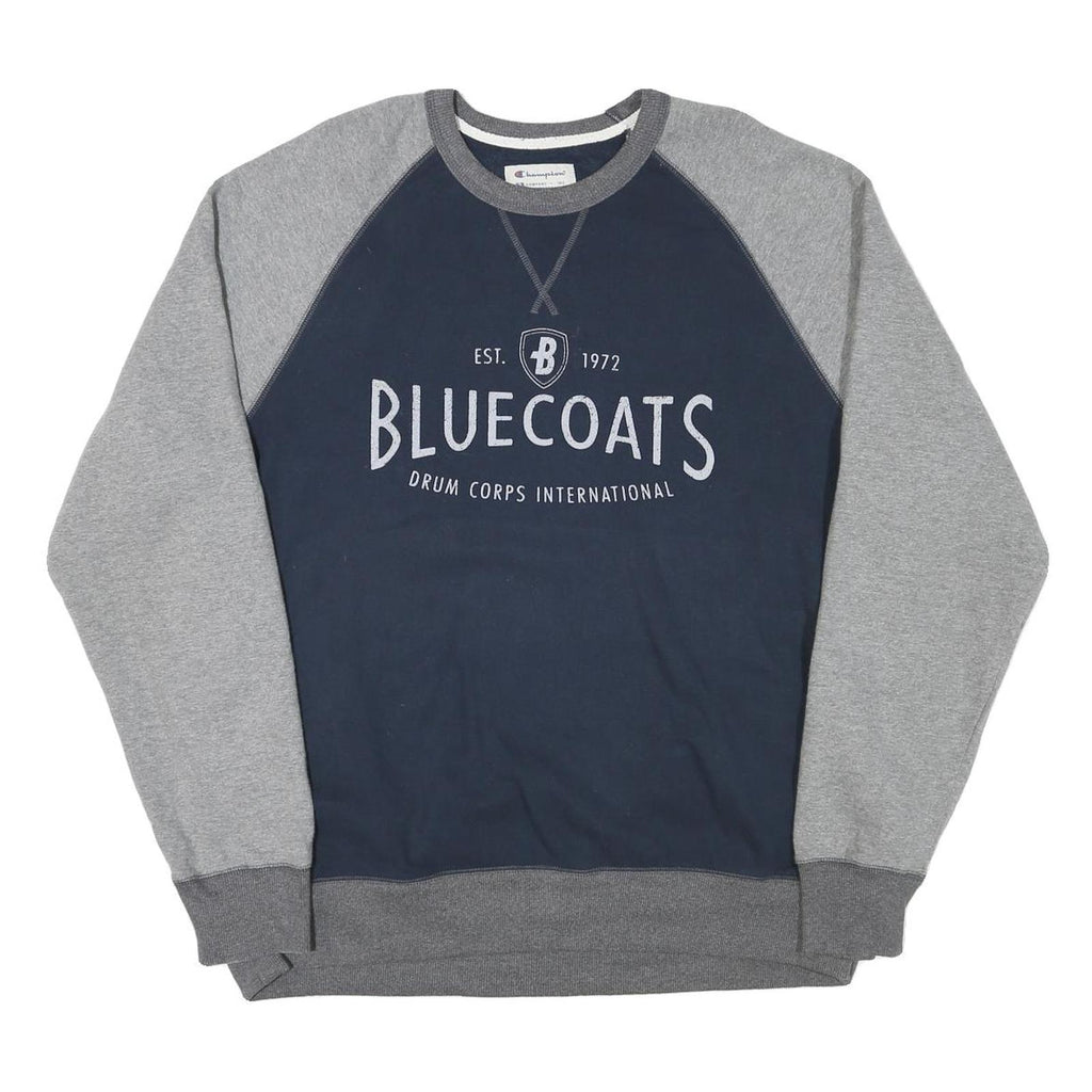 CHAMPION Mens Navy & Grey Bluecoats Crew Neck L Cotton Blend Raglan Sweatshirt