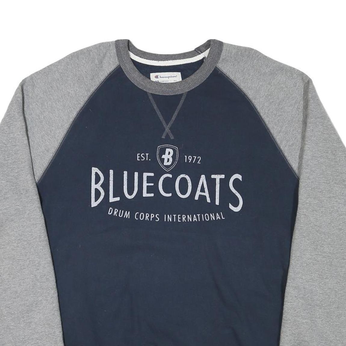 CHAMPION Mens Navy & Grey Bluecoats Crew Neck L Cotton Blend Raglan Sweatshirt