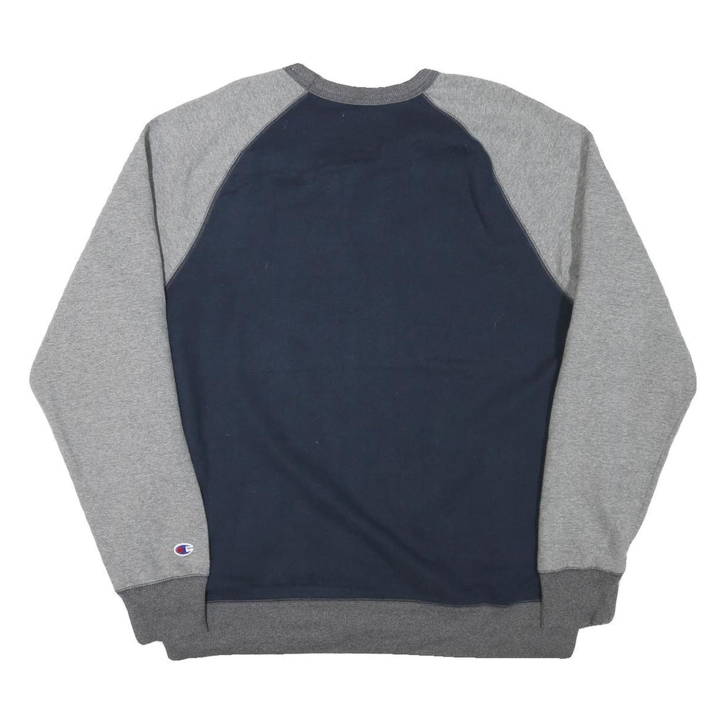 CHAMPION Mens Navy & Grey Bluecoats Crew Neck L Cotton Blend Raglan Sweatshirt