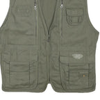 DISCOVERY Mens Green Cotton Blend Utility Vest L Woven Zip Pockets Outdoor