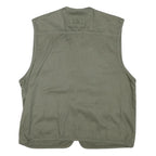 DISCOVERY Mens Green Cotton Blend Utility Vest L Woven Zip Pockets Outdoor