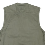 DISCOVERY Mens Green Cotton Blend Utility Vest L Woven Zip Pockets Outdoor
