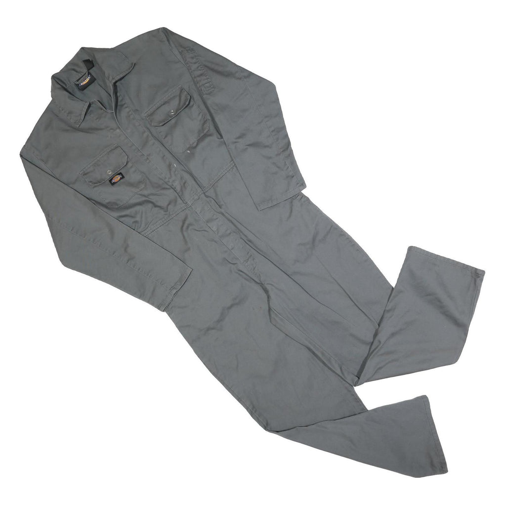 DICKIES Mens Grey Cotton Blend Dungarees Regular Fit S W32 L28 Workwear Utility
