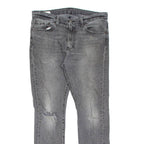 LEVI'S 510 BIG E Jeans Distressed Mens Grey Slim Skinny Charcoal Wash W34 L32
