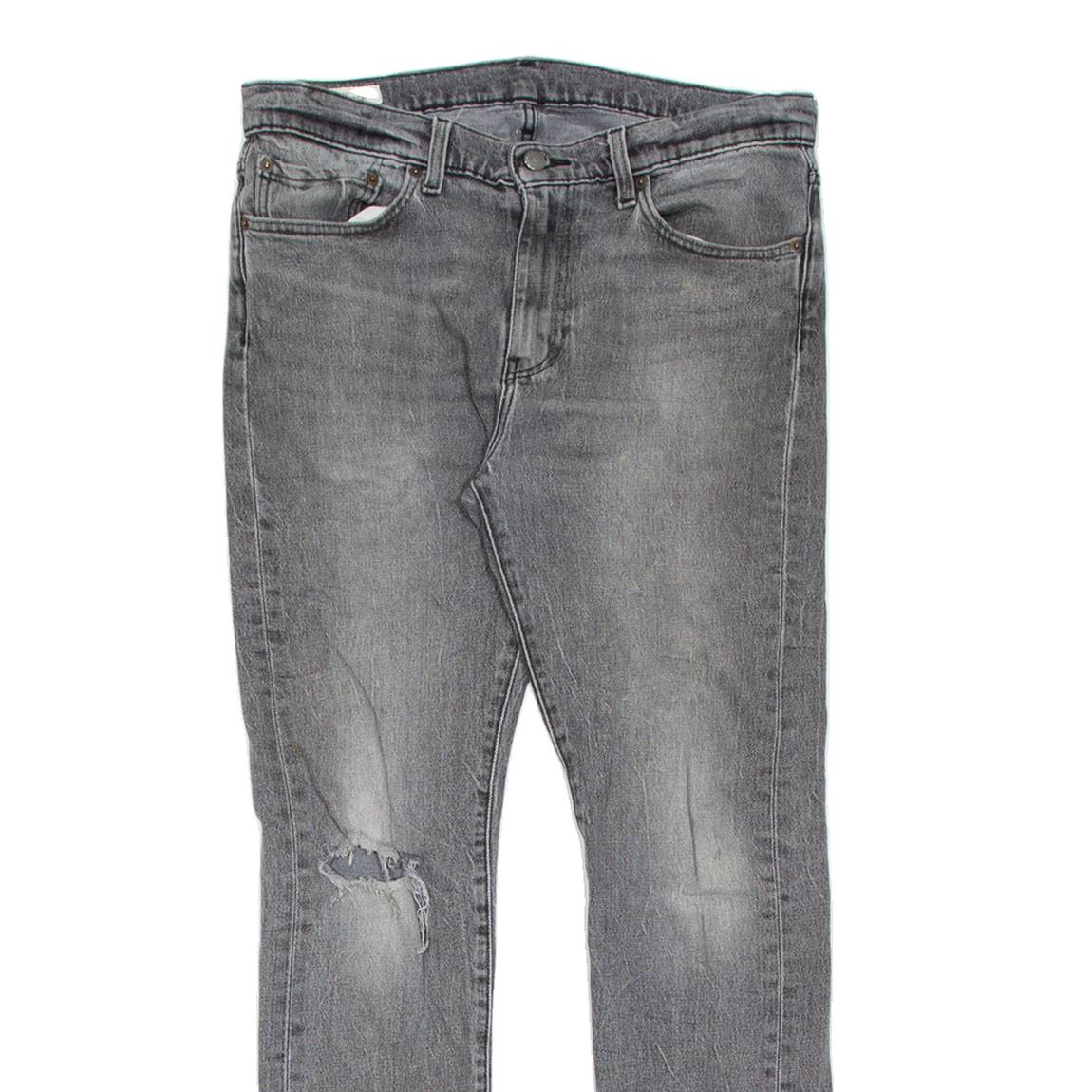 LEVI'S 510 BIG E Jeans Distressed Mens Grey Slim Skinny Charcoal Wash W34 L32
