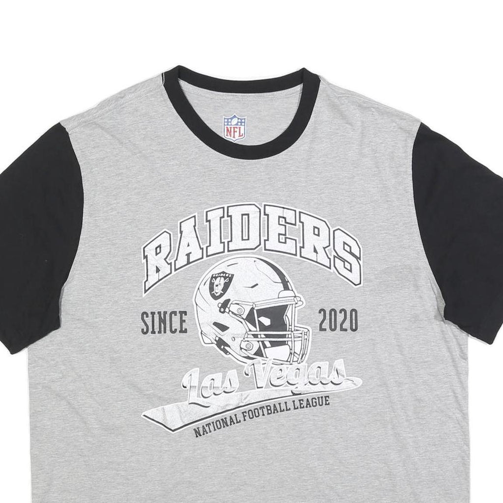 NFL Mens Grey & Black Raiders Graphic T-Shirt XL Short Sleeve Crew Neck NFL