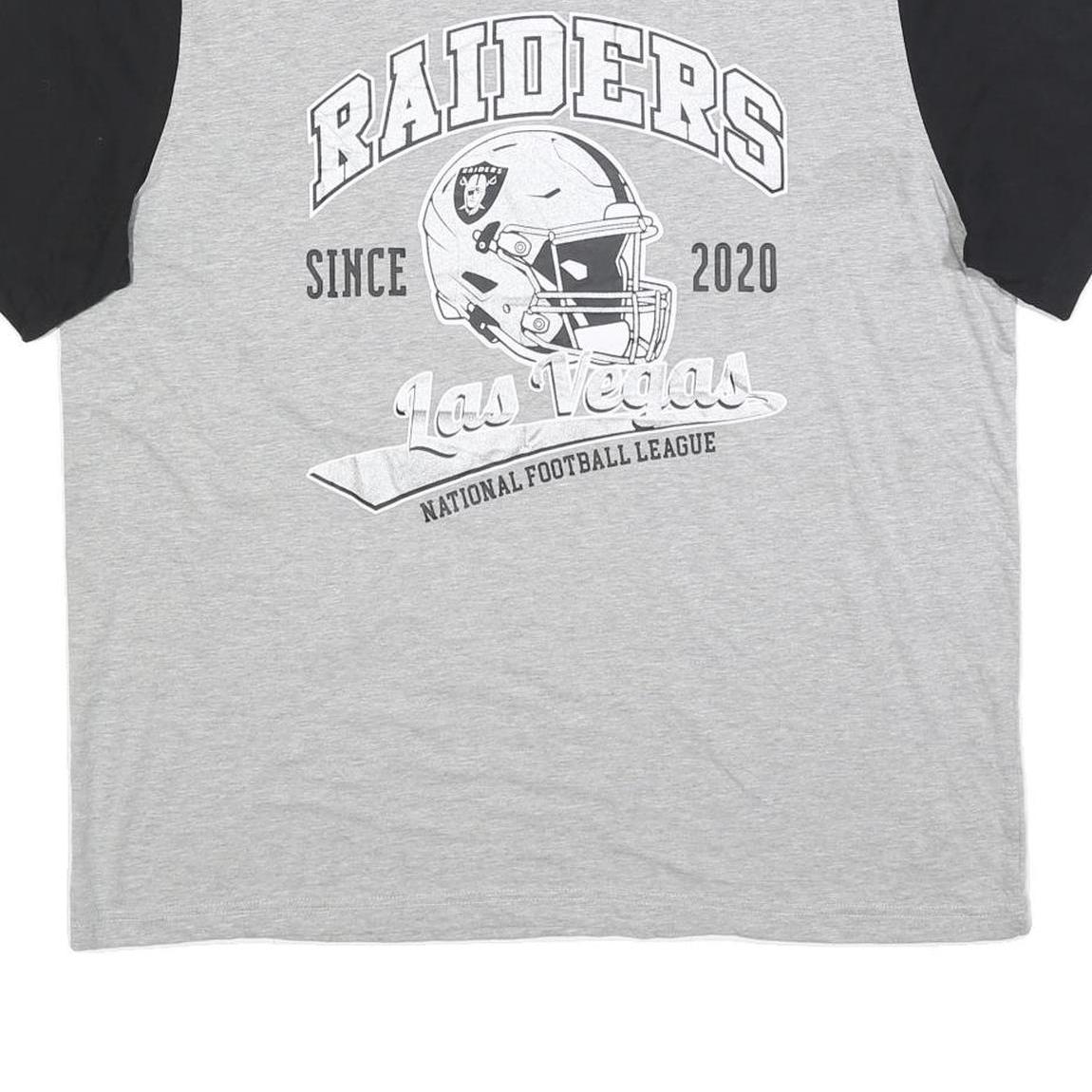 NFL Mens Grey & Black Raiders Graphic T-Shirt XL Short Sleeve Crew Neck NFL
