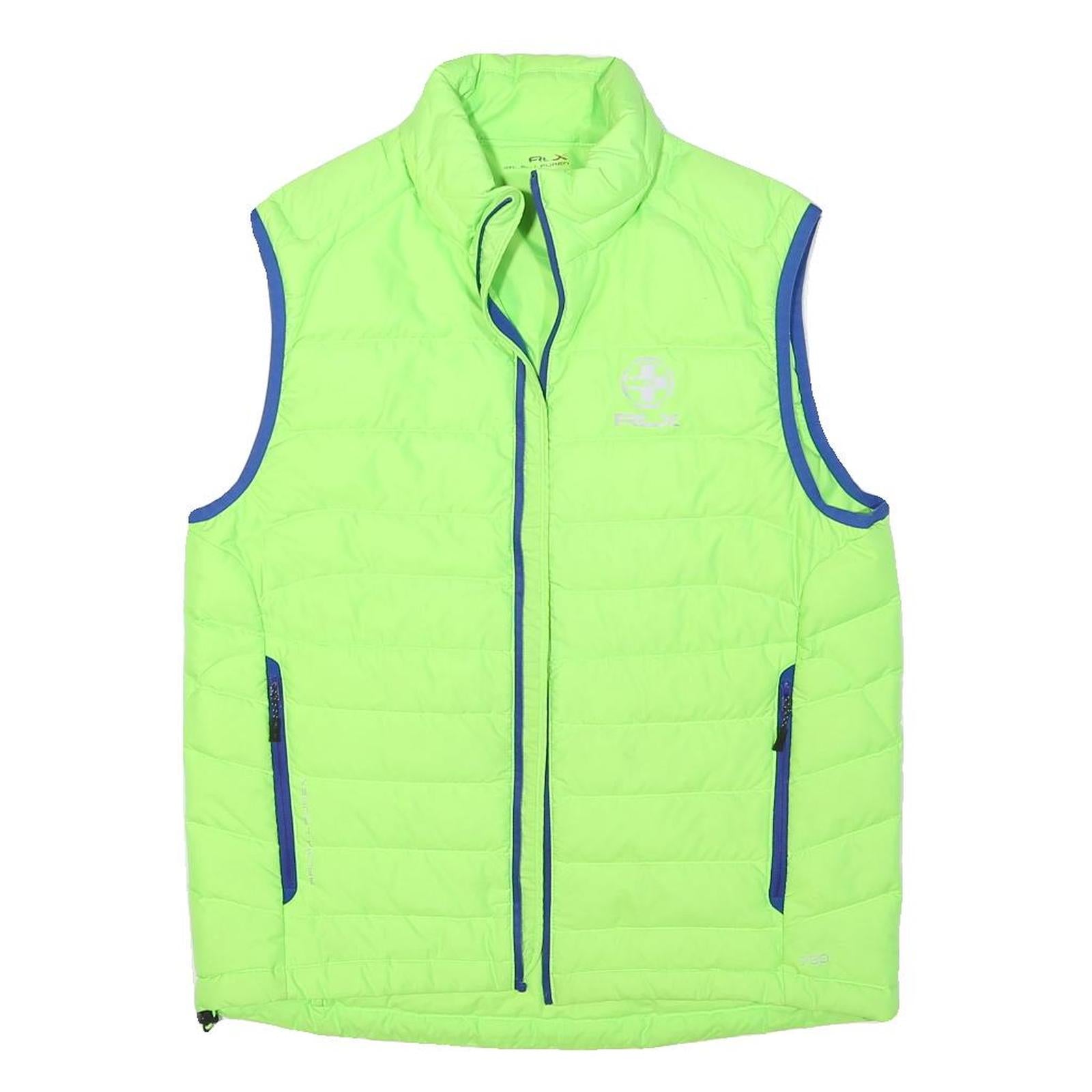 RALPH LAUREN Mens Green Jacket M Polyester Blend Quilted Sleeveless Zip