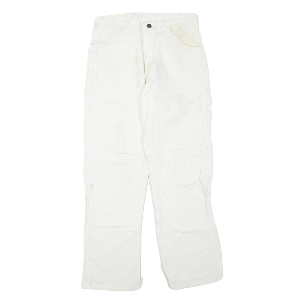 DICKIES Womens White Regular Fit Straight Denim Jeans W30 L27 Workwear Zip