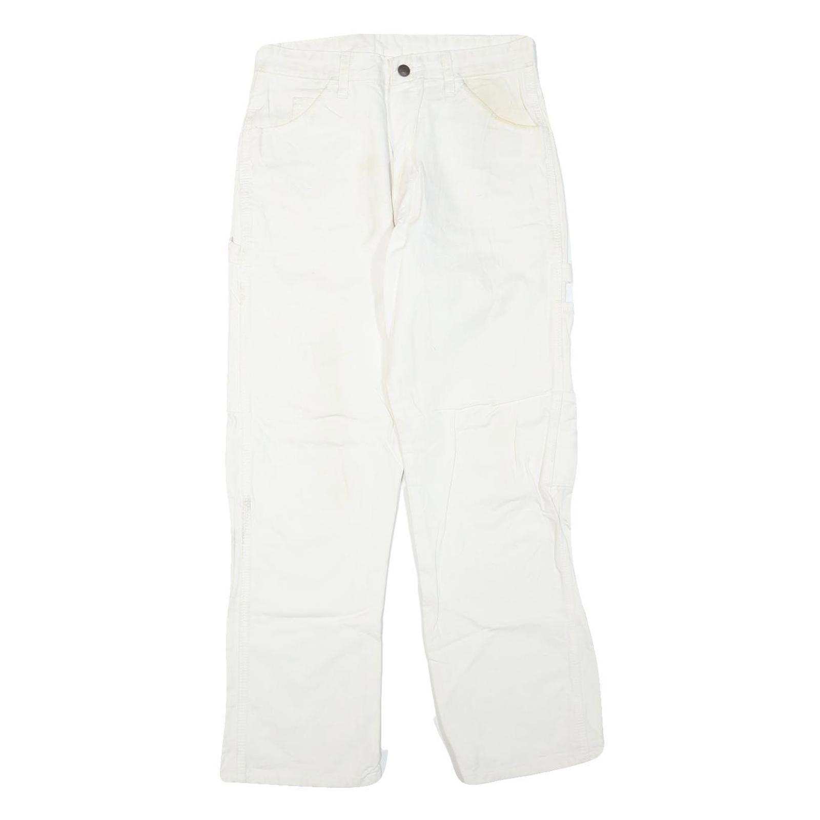 DICKIES Womens White Regular Fit Straight Denim Jeans W30 L27 Workwear Zip