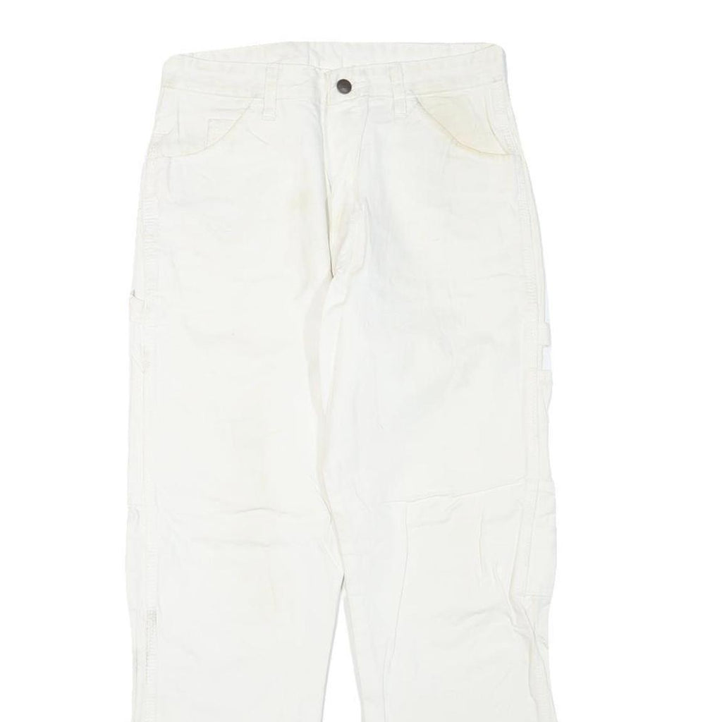 DICKIES Womens White Regular Fit Straight Denim Jeans W30 L27 Workwear Zip