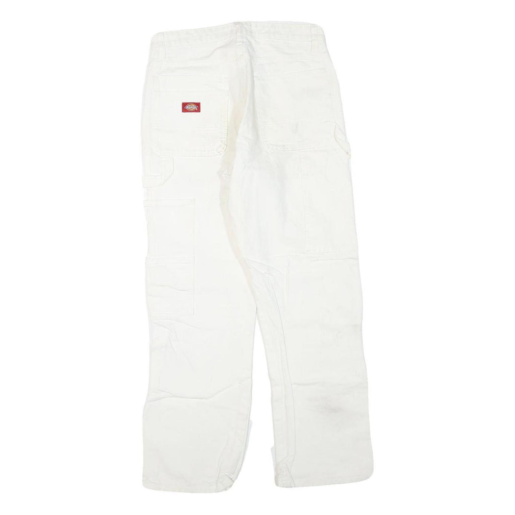 DICKIES Womens White Regular Fit Straight Denim Jeans W30 L27 Workwear Zip