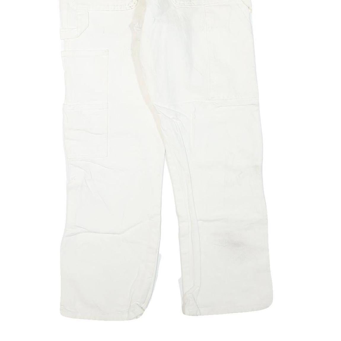 DICKIES Womens White Regular Fit Straight Denim Jeans W30 L27 Workwear Zip