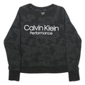CALVIN KLEIN PERFORMANCE Womens Black Camouflage Crew Neck XS Sweatshirt