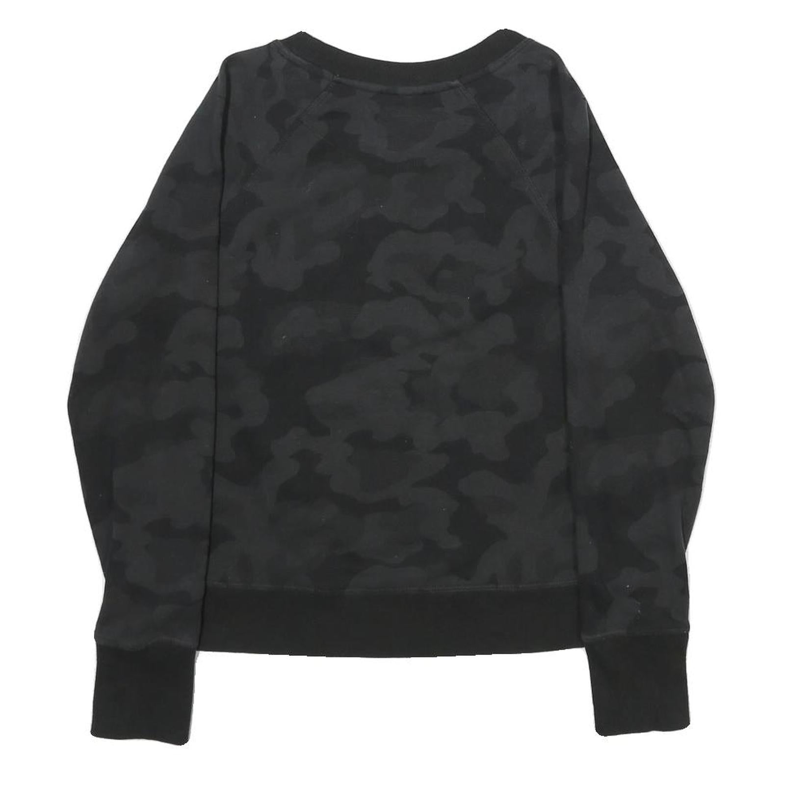 CALVIN KLEIN PERFORMANCE Womens Black Camouflage Crew Neck XS Sweatshirt