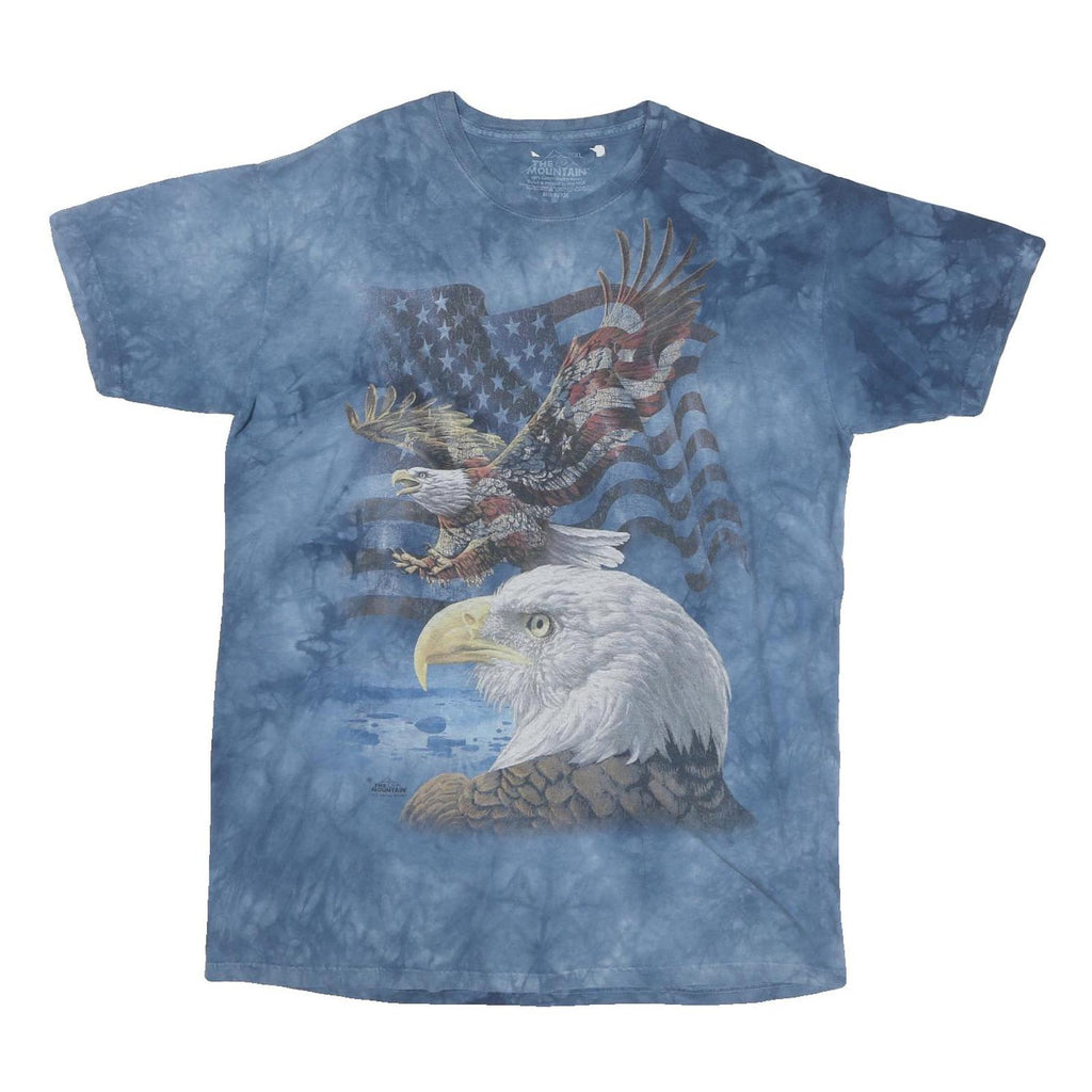 THE MOUNTAIN Mens Blue Tie Dye Graphic T-Shirt XL Short Sleeve Crew Neck Eagle