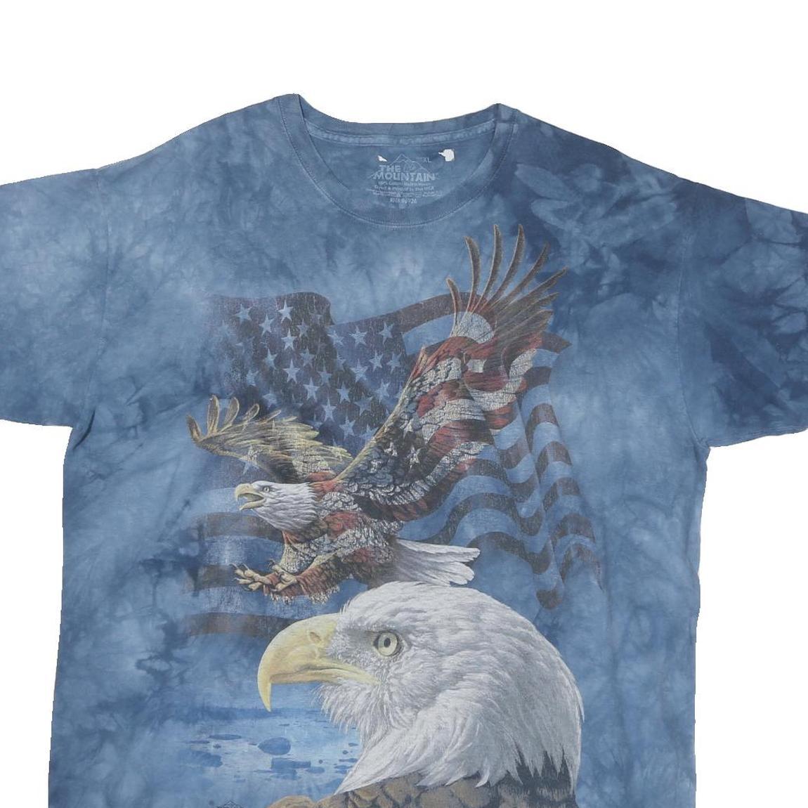 THE MOUNTAIN Mens Blue Tie Dye Graphic T-Shirt XL Short Sleeve Crew Neck Eagle