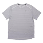 NIKE Mens Grey Running T-Shirt L Short Sleeve Crew Neck Reflective Logo