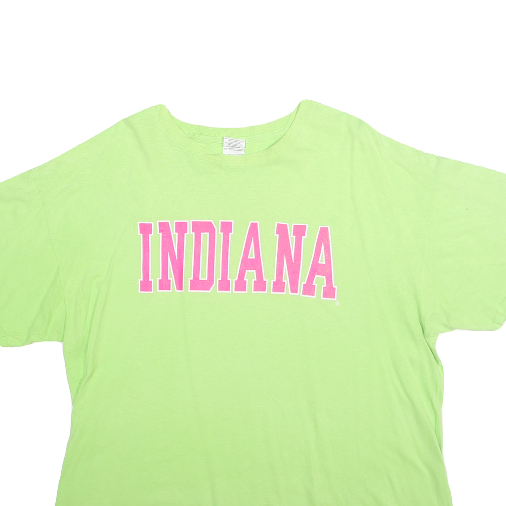 GILDEN Mens Green & Pink Indiana Graphic T-Shirt XL Short Sleeve Crew Neck