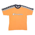 CHAMPION Mens Orange Navy Blue Graphic T-Shirt M Short Sleeve Crew Neck Branded